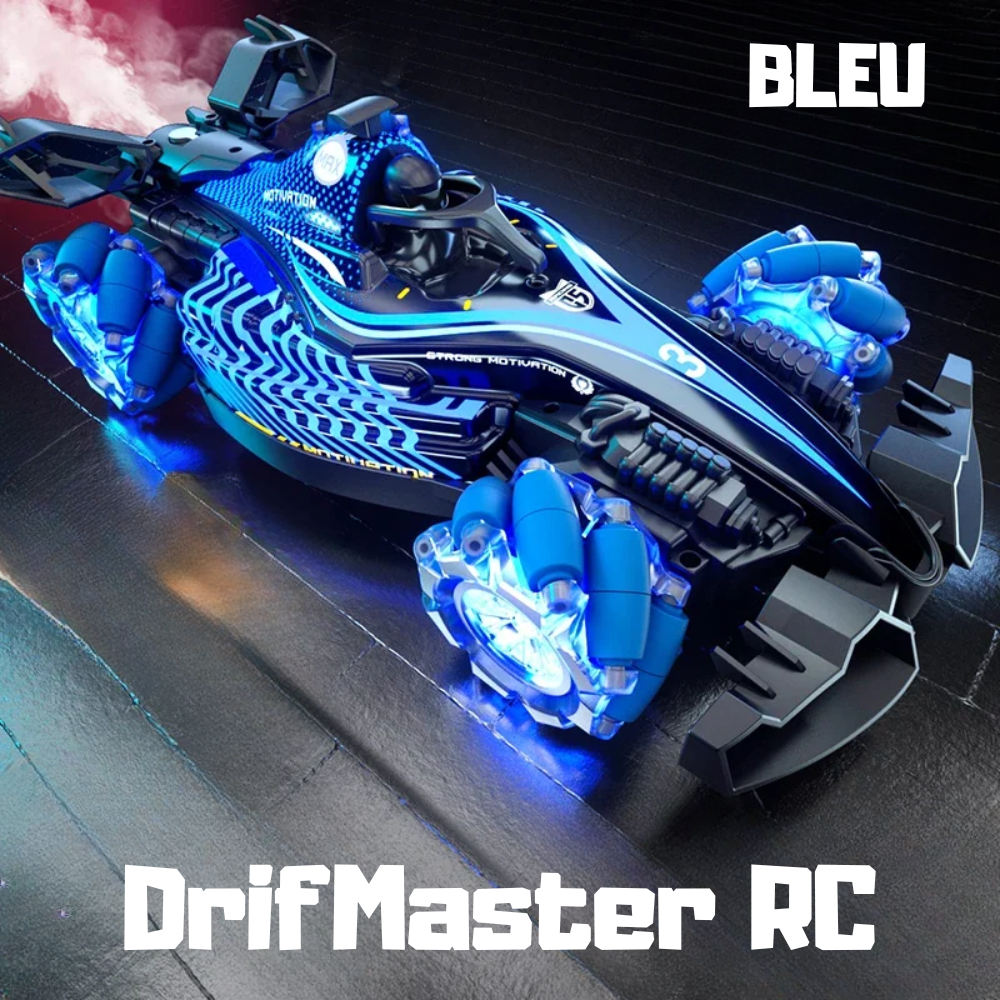 Voiture RC Drift 360° DriftMaster-Fumée Réelle, LED, Son, Télécommande & Bracelet Gestuel