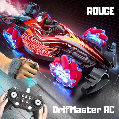 Voiture RC Drift 360° DriftMaster-Fumée Réelle, LED, Son, Télécommande & Bracelet Gestuel