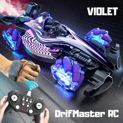 Voiture RC Drift 360° DriftMaster-Fumée Réelle, LED, Son, Télécommande & Bracelet Gestuel