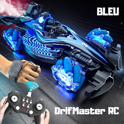 Voiture RC Drift 360° DriftMaster-Fumée Réelle, LED, Son, Télécommande & Bracelet Gestuel