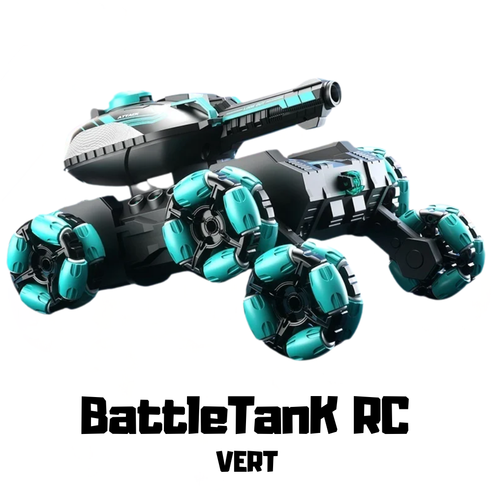 Tank RC Tout-Terrain avec Tir billes d'Eau-Fumée Réaliste, LED, Télécommande & Bracelet Gestuel