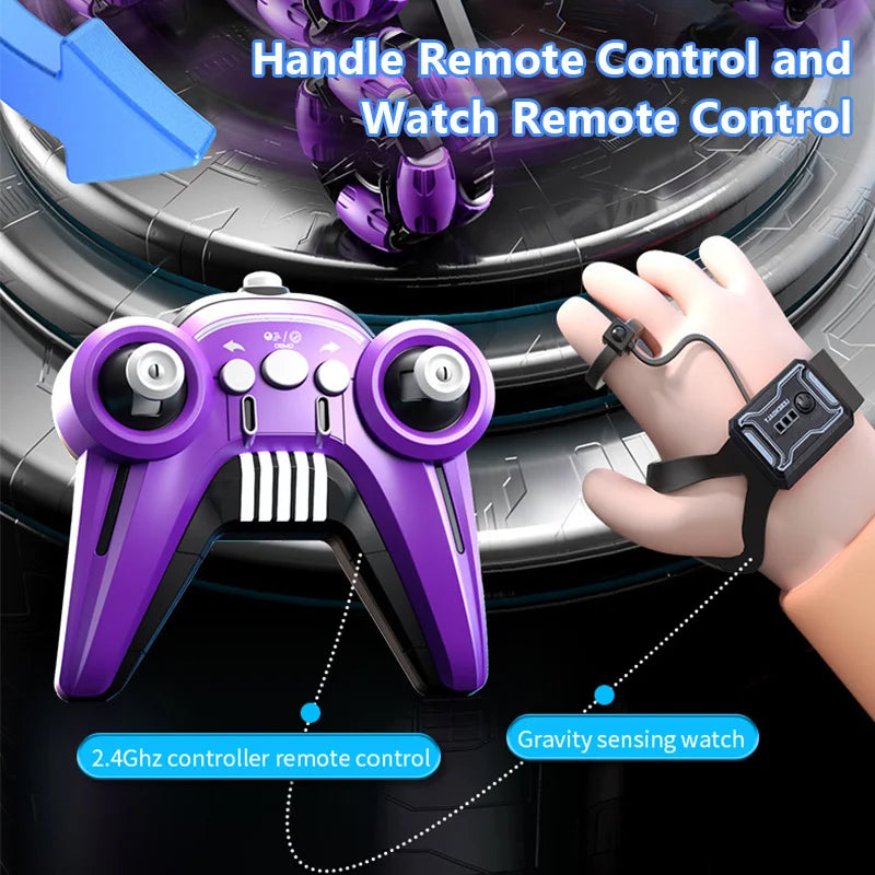 Tank RC Tout-Terrain avec Tir billes d'Eau-Fumée Réaliste, LED, Télécommande & Bracelet Gestuel